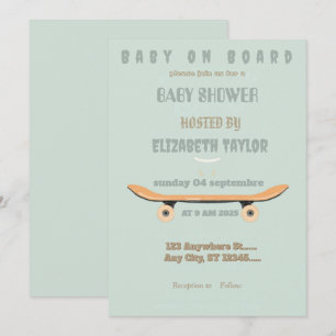 Baby on Board Skateboard Baby Shower party  Invitation