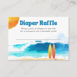 Baby on Board Surf Baby Shower Diaper Raffle Enclosure Card