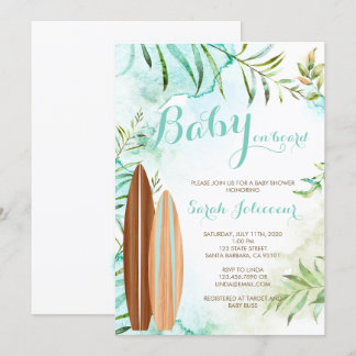 Baby on Board Surf Baby Shower Invitation