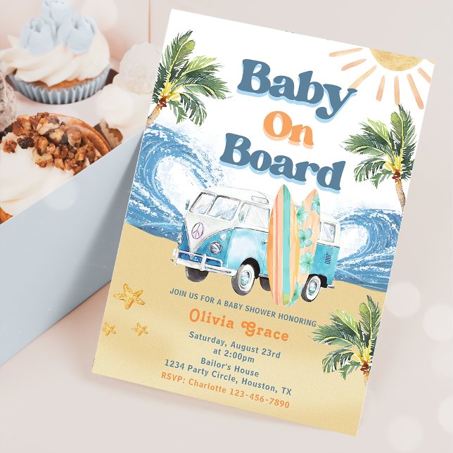 Baby on Board Surf Beach Baby Shower  Invitation (Creator Uploaded)