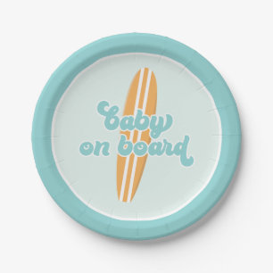 Baby on Board Surf Beach Baby Shower Paper Plates