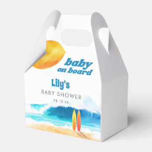 Baby on Board Surf Beach Watercolor Baby Shower Favor Box