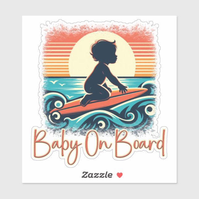 Baby On Board Surfboard, Baby Surfing, Surf Decal (Sheet)