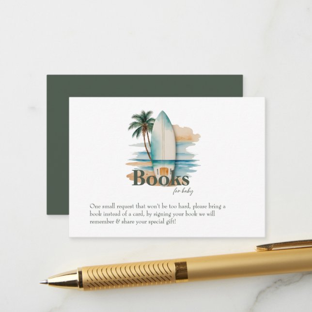 Baby on Board Surfboard Beach Baby Shower Enclosure Card (Front/Back In Situ)