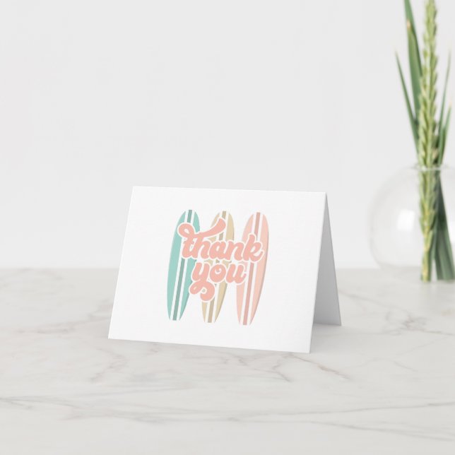 Baby on Board Surfboard Beach Baby Shower Thank You Card (Front)