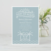 Baby On Board Surfboard Beach Blue Baby Shower