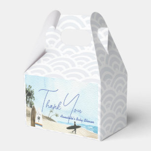 Baby on Board Surfboard Beach Blue Boy Baby Shower Favor Box