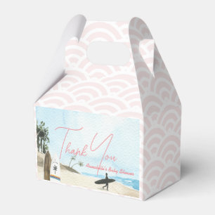 Baby on Board Surfboard Beach Pink Baby Shower Favor Box