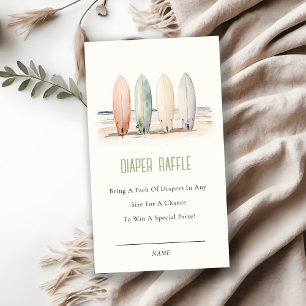 Baby On Board Surfboard Diaper Raffle Baby Shower Enclosure Card