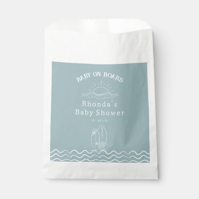 Baby On Board Surfing Baby Shower Favour Bag (Front)