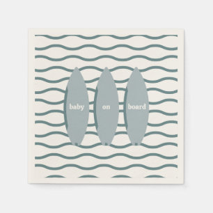 "Baby On Board" Surfing Baby Shower Ocean Theme Napkin