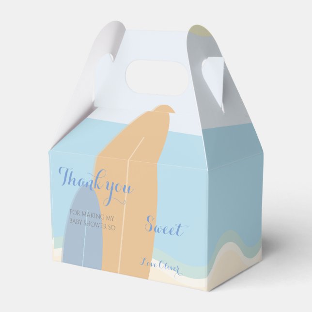 Baby on Board Surfing Beach Baby Shower Favor Box (Front Side)