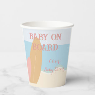 Baby on Board Surfing Beach Baby Shower  Paper Cups