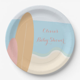 Baby on Board Surfing Beach Baby Shower  Paper Plate
