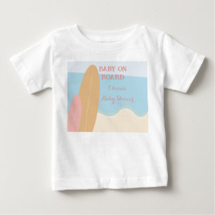 Baby on Board Surfing Beach Baby Shower T-Shirt