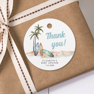 Baby On Board Surfing Beach Baby Shower Thank You Favour Tags