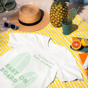 Baby On Board Surfing Beach Watercolor Baby Shower T-Shirt