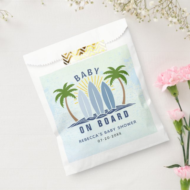 Baby on board surfing splash blue baby boy shower favour bag (Sealed)