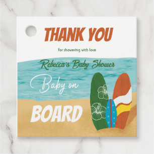 Baby on Board Surfing Tropical Beach Baby Shower Favour Tags