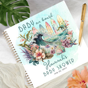 Baby on Board Tropical Surfing Floral Guest Book