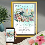 Baby on Board Tropical Surfing Mom-Osa Bar Poster<br><div class="desc">The "Baby on Board" tropical surfing-themed exotic floral design is a baby shower template that features a gender-neutral theme with a tropical flair. The design depicts a grouping of colourful surfboards with the ocean and a splashing wave amidst a beautiful tropical floral surround. The colour scheme consists of soft shades...</div>