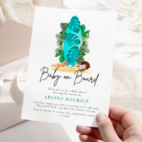 Baby on Board Watercolor Surfboard Baby Shower