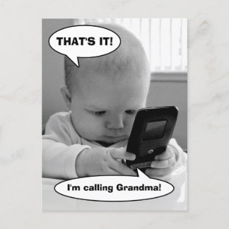Baby on Cell Phone Invitation Postcard