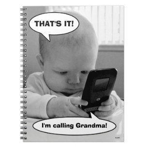 Baby on Cell Phone Notebook