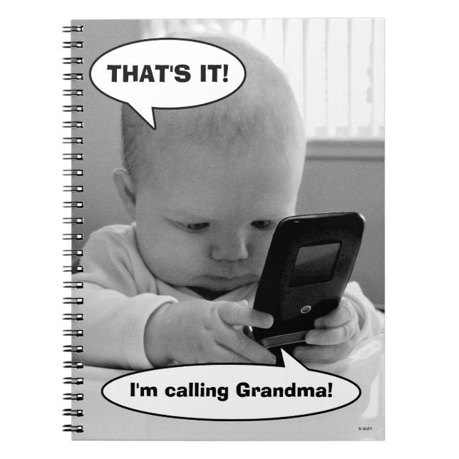 Baby on Cell Phone Notebook (Front)