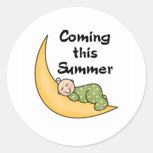 Baby on Moon Summer Classic Round Sticker