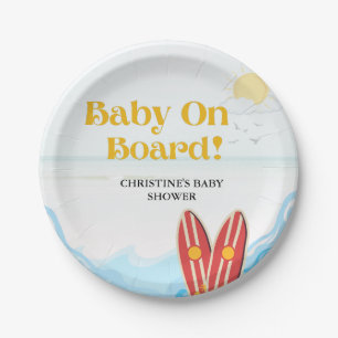 Baby on on board beach baby shower thank you  paper plate