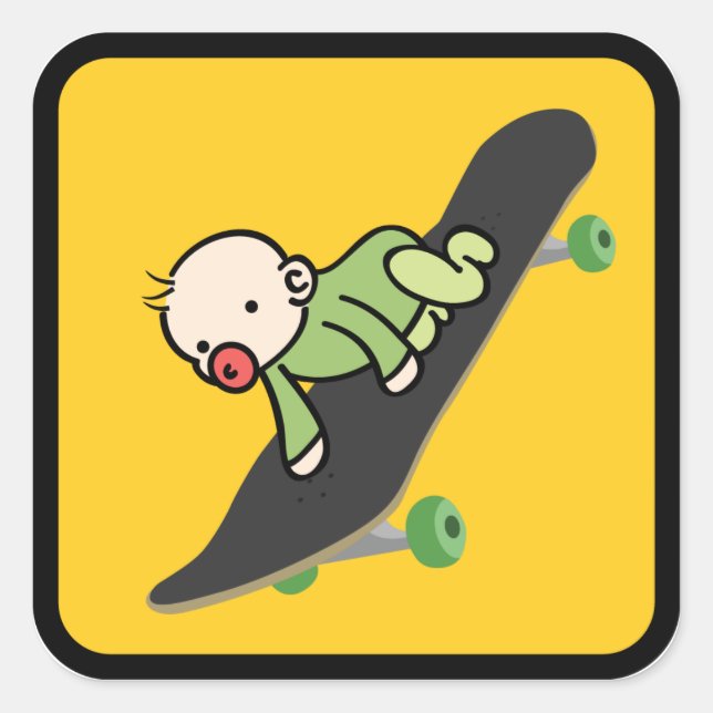 Baby on (Skate) Board Square Sticker (Front)