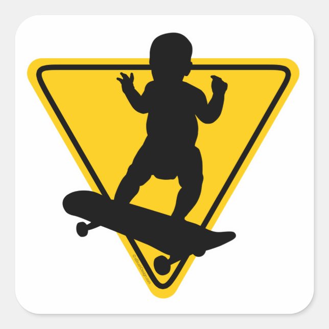 Baby on (Skate) Board Square Sticker (Front)