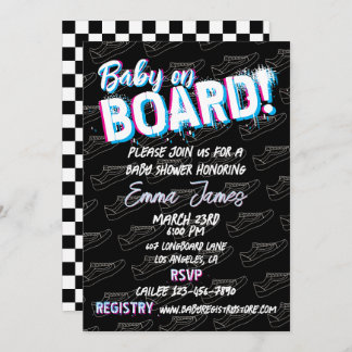Baby on Skateboard Shoes - Gender Neutral - Invitation