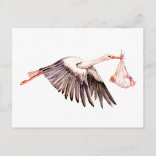 Baby on Stork Postcard