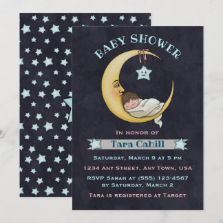 Baby on the Moon Baby Shower Invitation