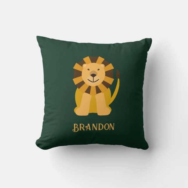 Baby or Child Room Personalized Lion Jungle Throw Pillow (Front)