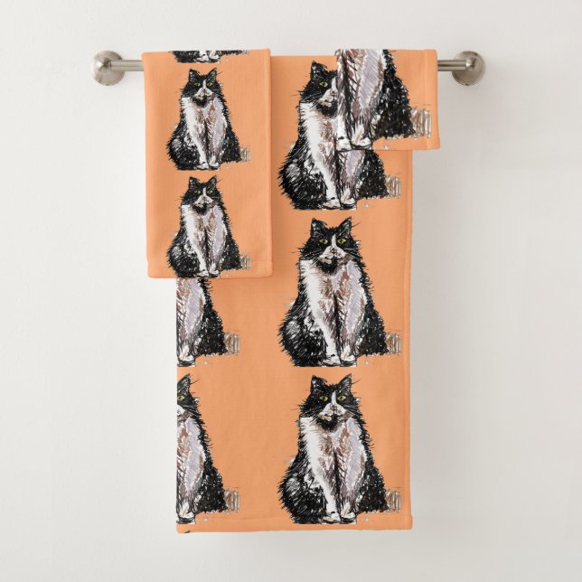 Baby Orange Tuxedo Chat Noir Chats Filles Serviett (En situation)