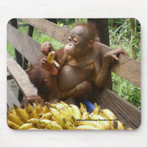 Baby Orangutan Banana Picnic Mouse Pad