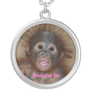 Baby Orangutan in Borneo Silver Plated Necklace