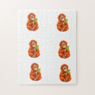Baby Orangutan Watercolor Jigsaw Puzzle
