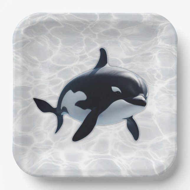 Baby Orca Platter Paper Plate (Front)