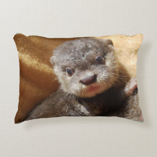 Baby otter accent pillow