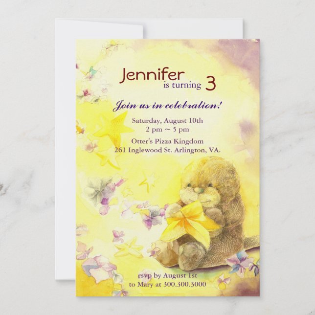 Baby Otter Birthday Party for Kids Invitation (Front)