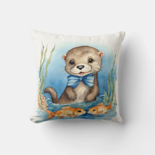 Baby Otter Boys Throw Pillow