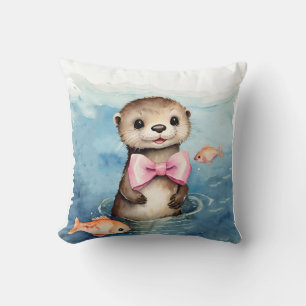 Baby Otter Girls Throw Pillow