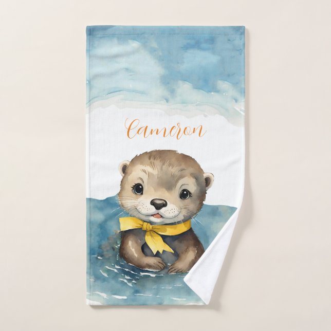 Baby Otter Personalized  Bath Towel Set (Hand Towel)