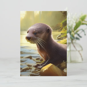 Baby Otter Wildlife Portrait Card