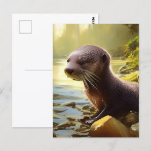 Baby Otter Wildlife Portrait  Postcard