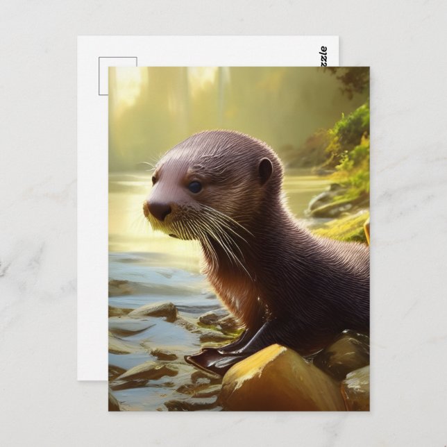 Baby Otter Wildlife Portrait  Postcard (Front/Back)